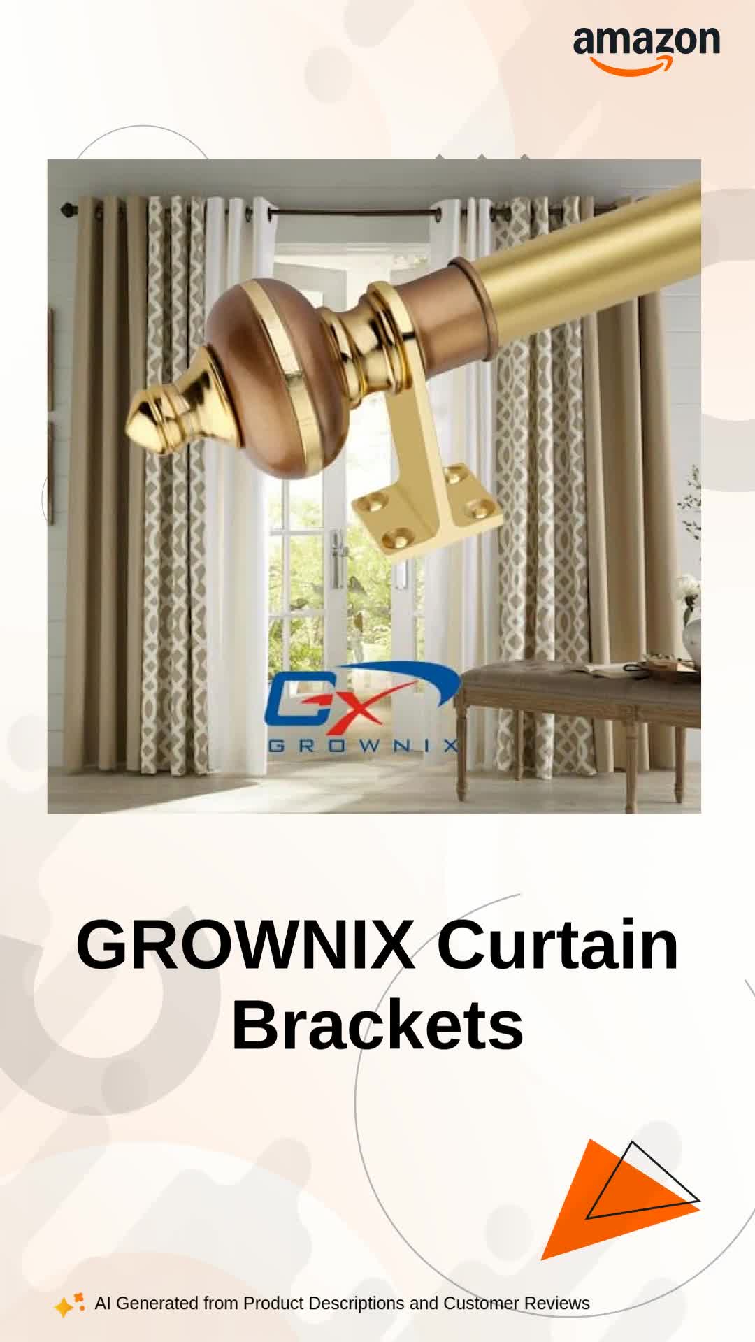 Buy GROWNIX Curtain Brackets Finials Pack of 4 pcs (Finials 2 Pair